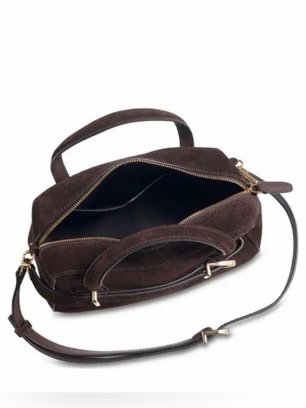 NEW Madewell Suede Large Belted Satchel Bag in Dark Carob Brown NW380 $258 - Picture 3 of 11